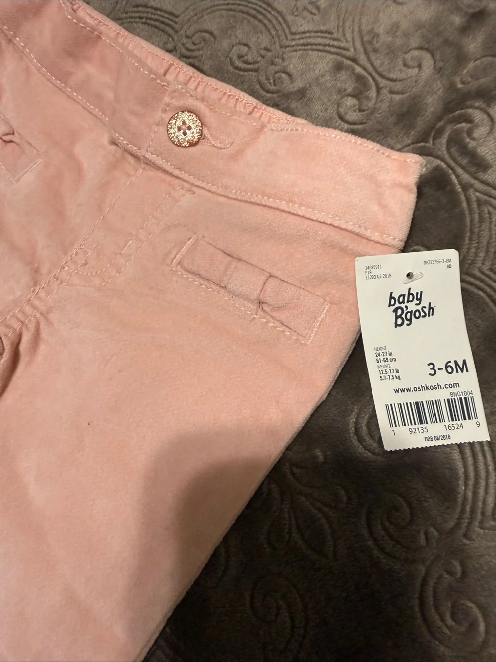 OshKosh B'gosh Pink Velvet Baby Pants 3-6 Months
